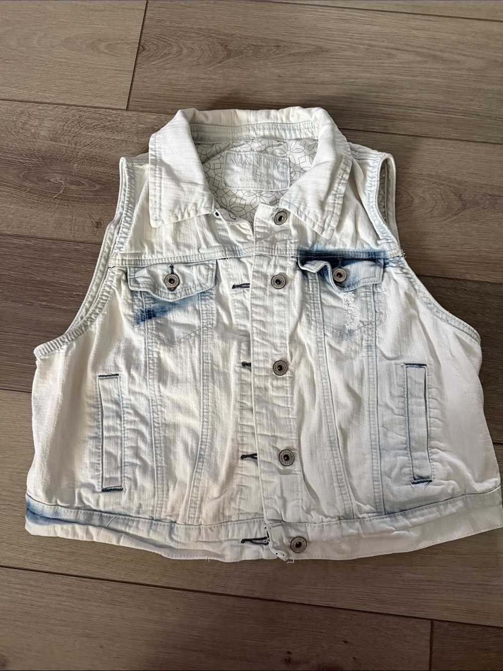 Vanity Off-White Denim Jacket with Patterned Lining